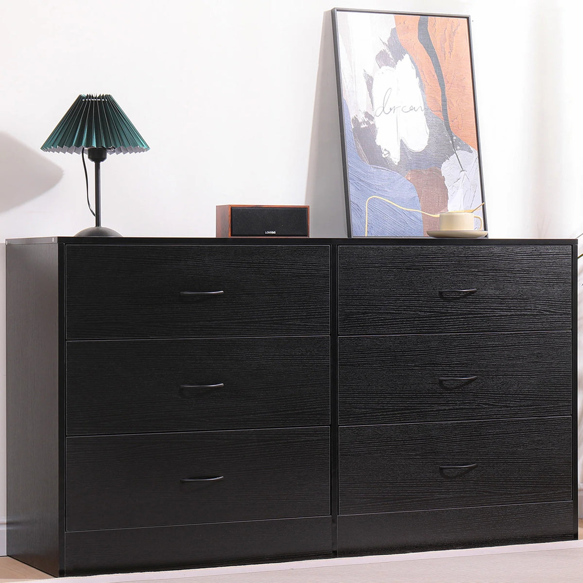 Black 6 Drawer Dresser D237