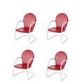 Set of 4 Red Metal Arm Chair C9814