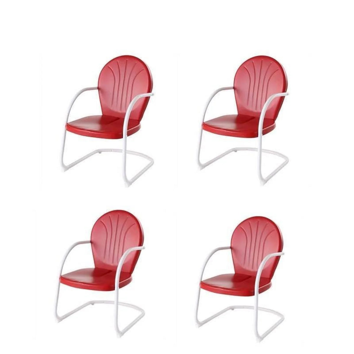 Set of 4 Red Metal Arm Chair C9814