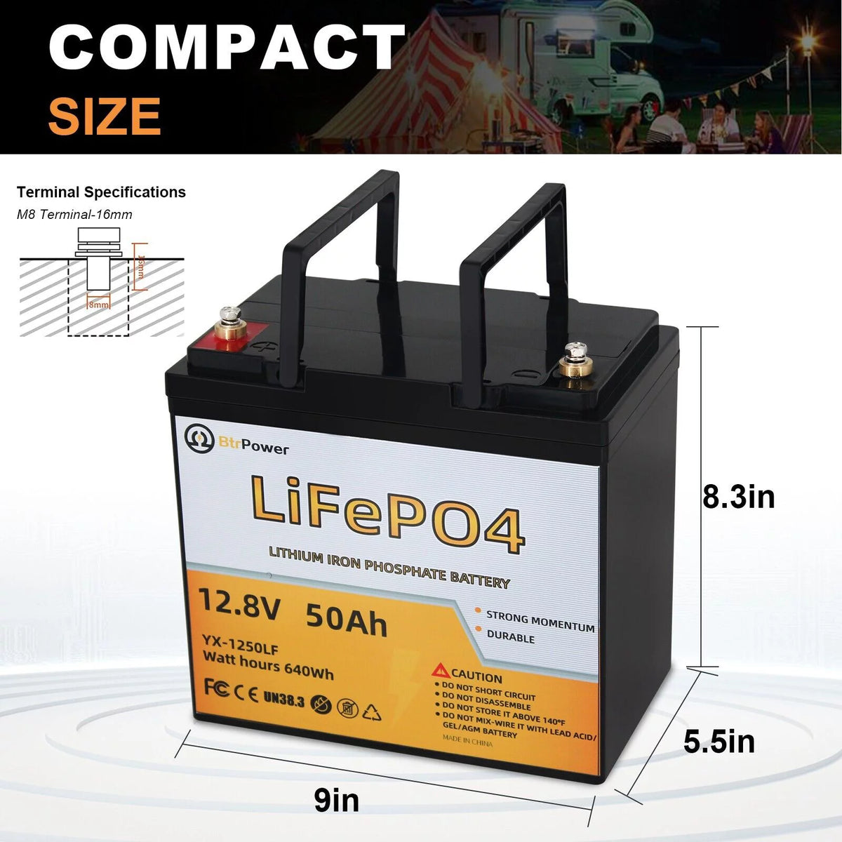 12V 50Ah LiFePO4 Lithium Battery Pack F102078