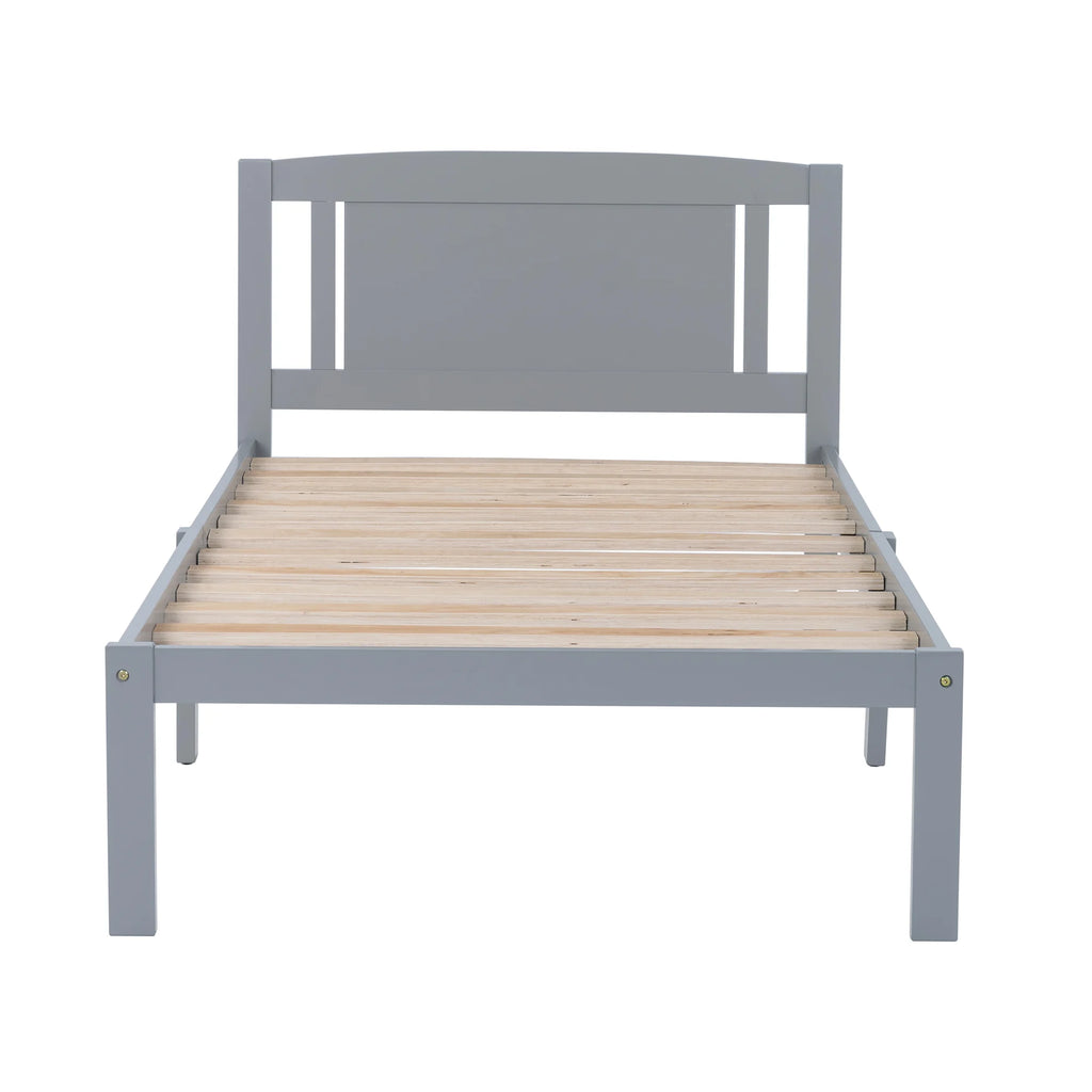 Twin Size Wood Platform Bed with Headboard R343118