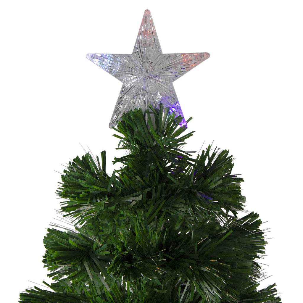 Pre-Lit Color Changing Fiber Optic Artificial Christmas Tree with Snowflakes C6054