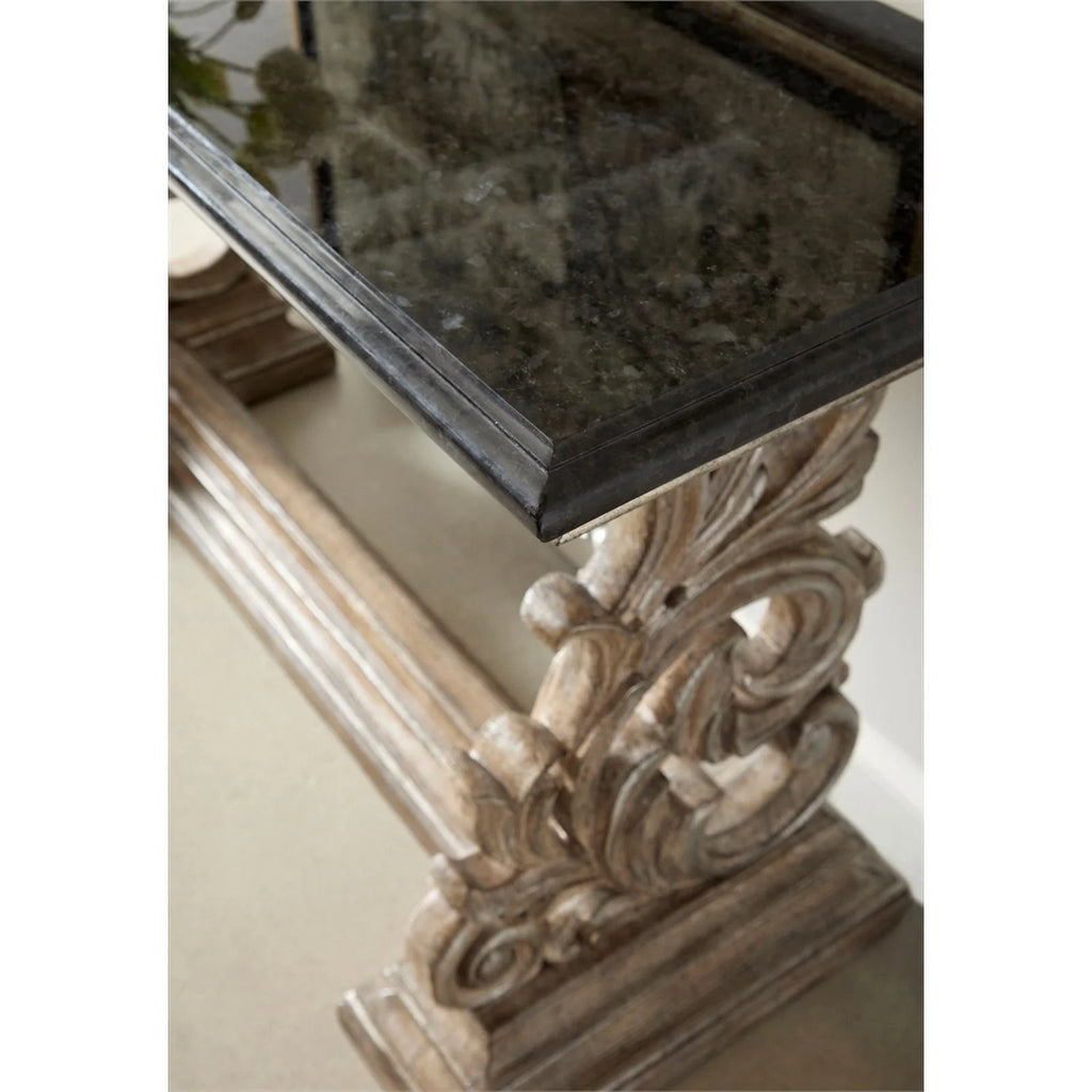 Brown Wood Console Table with Marble Top U313196
