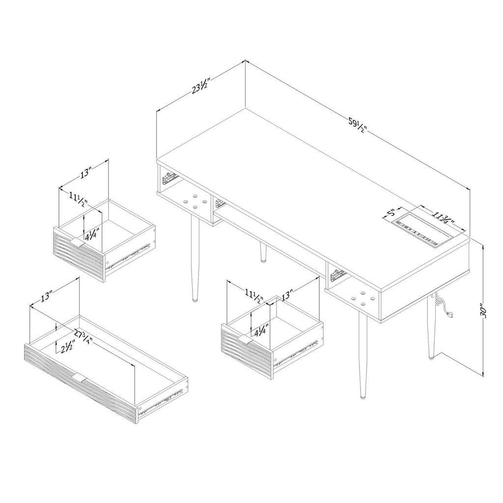 White Engineered Wood Desk F9277