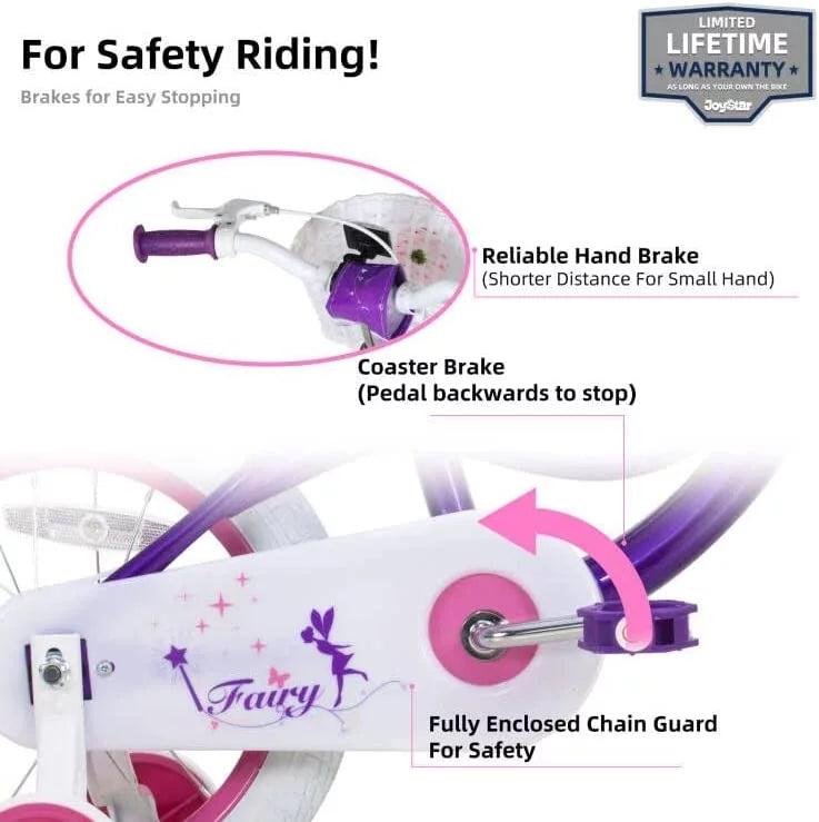Pink 18 inch Kids Bike with Training Wheels J49345