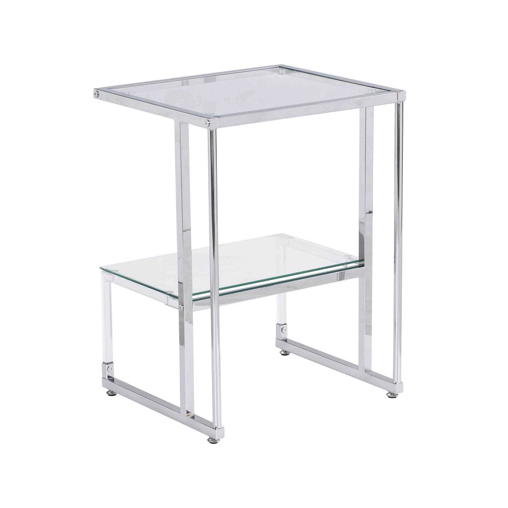 Chrome 2-Tier Acrylic Glass Top C Shape Side Table T813677