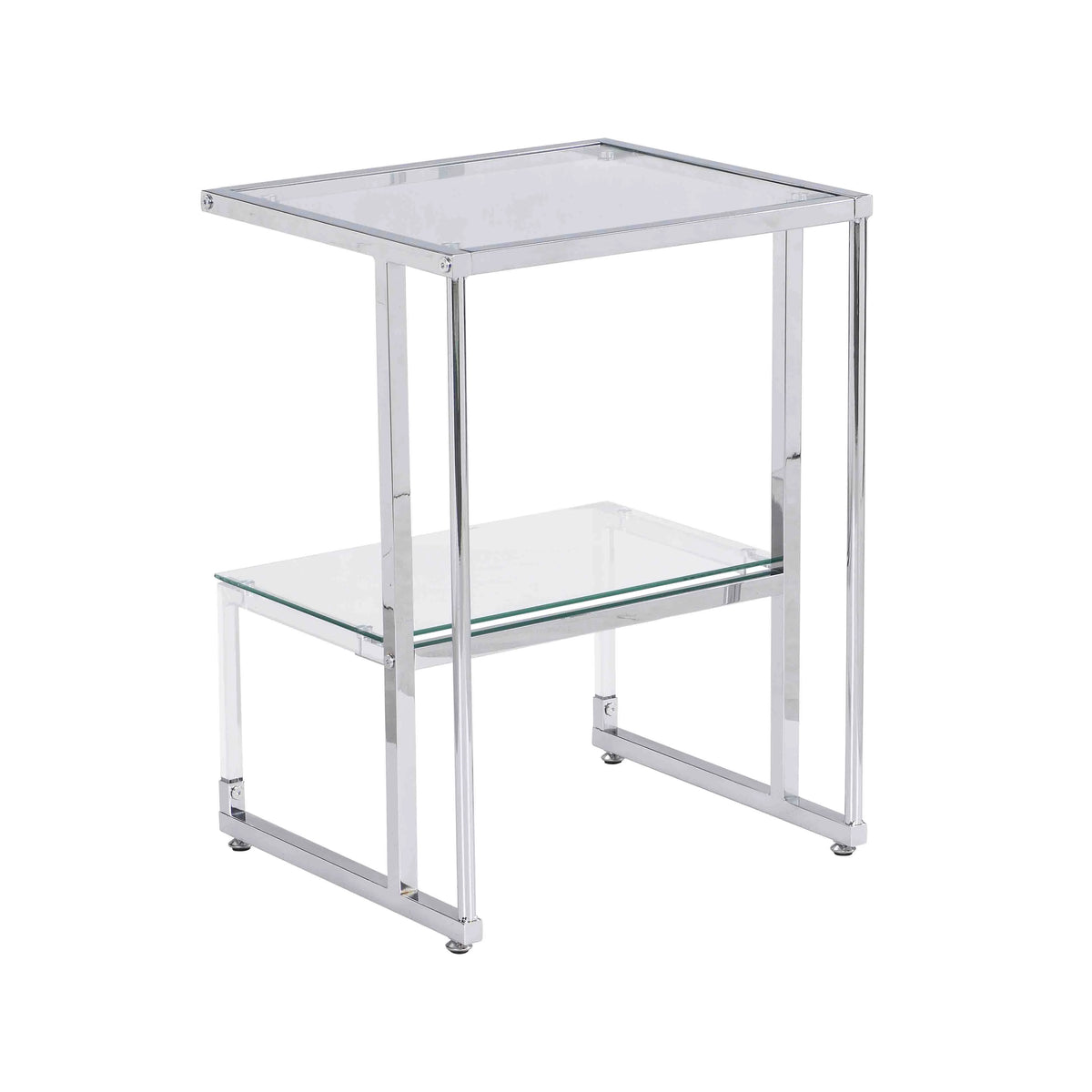 Chrome 2-Tier Acrylic Glass Top C Shape Side Table T813677
