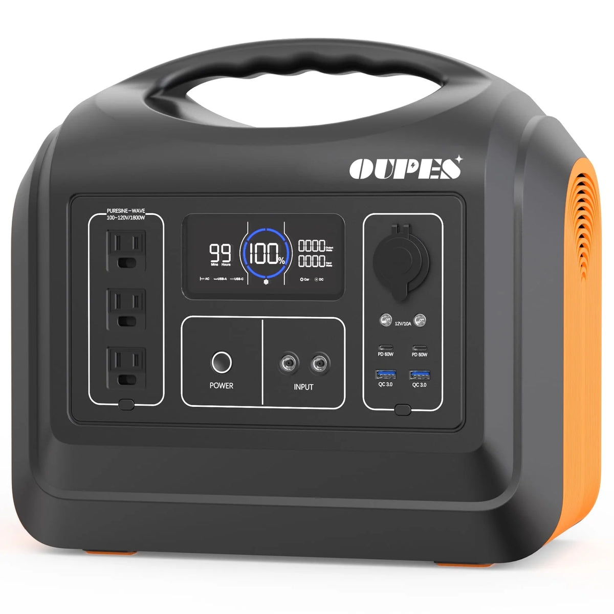 1800W Portable Power Station 1488Wh LiFePO4 Battery Backup H1257