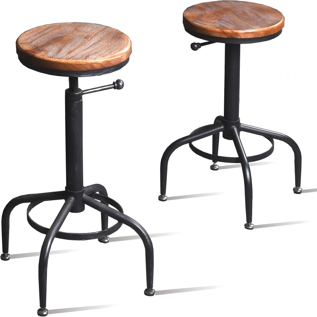Set of 2 Black Metal Adjustable Barstools J105503