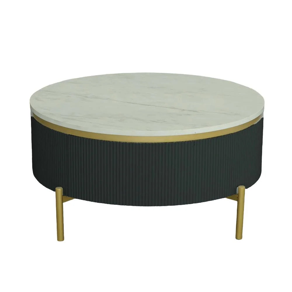 Round Black Marble Gold Cocktail Table E187020