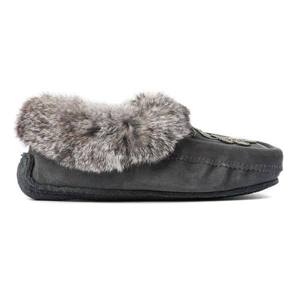 Genuine Rabbit Fur Sheepskin Footbed Moccasin K55717