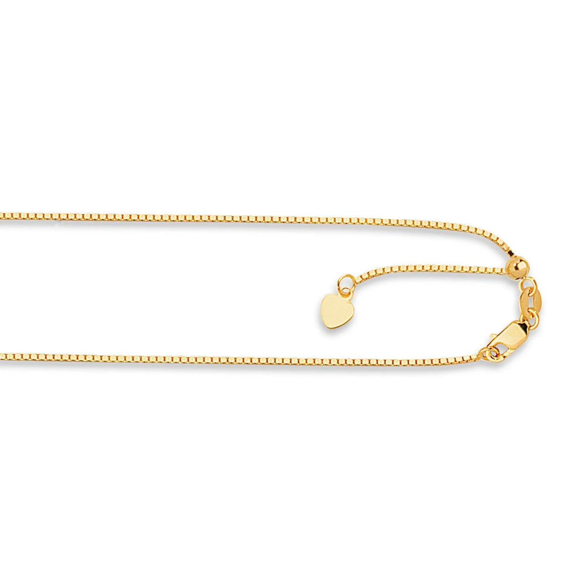 14K Yellow Gold Adjustable Box Chain Necklaces 0.7MM - 1.1MM, Extends Up to 22" & 30" E687