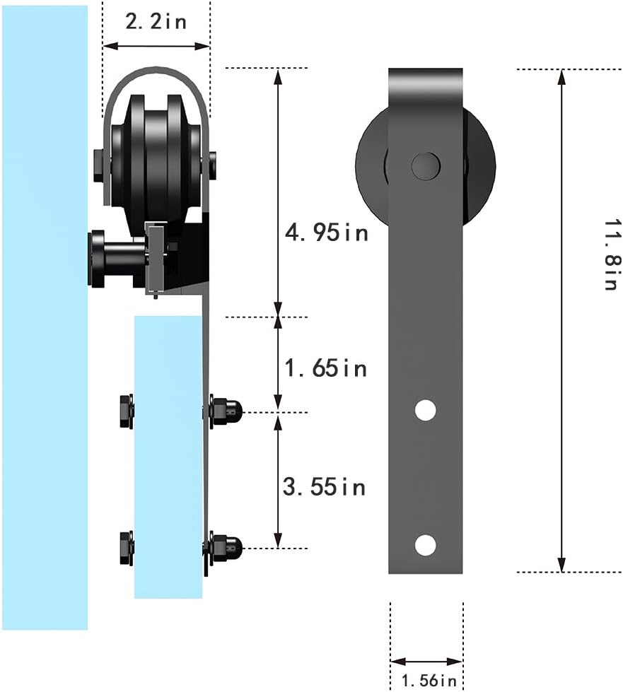 6.6ft Sliding Barn Door Hardware Kit Carbon Steel X23108