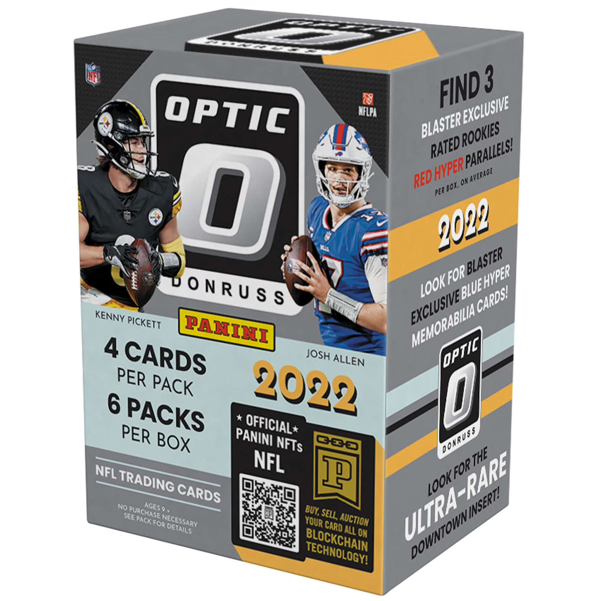 2022 Donruss Optic Football Trading Card Blaster Box (6 Packs, 3 Rated Rookies Red Hyper Parallels) A65696