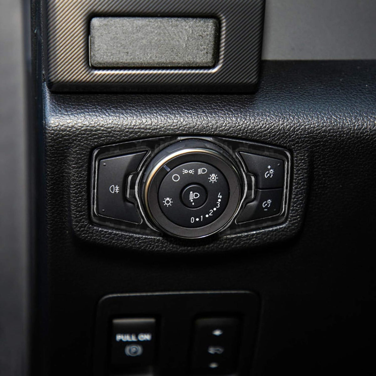 Carbon Fiber Headlight Switch Frame Trim Cover 2PCS V798