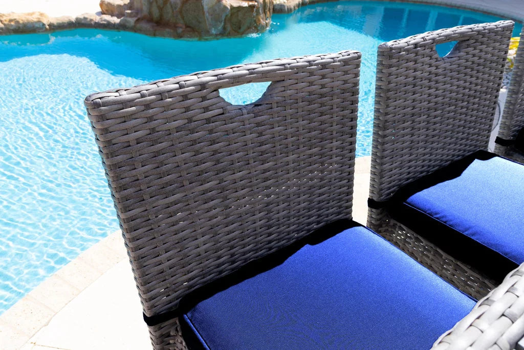 7-Piece Gray Resin Wicker Outdoor Patio Bar Set with Bar Table and Six Bar Chairs G189188