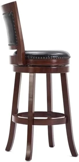 29" Mid-Century Faux Leather Swivel Stool U979104