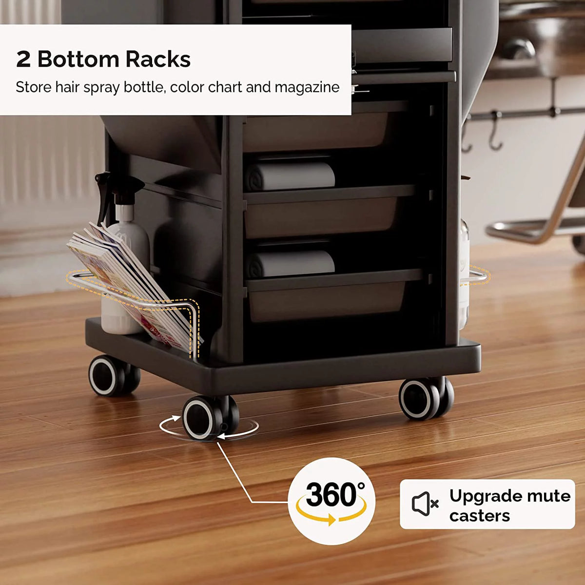 Salon Trolley with Lock 6 Drawers, Rolling Cart P4940