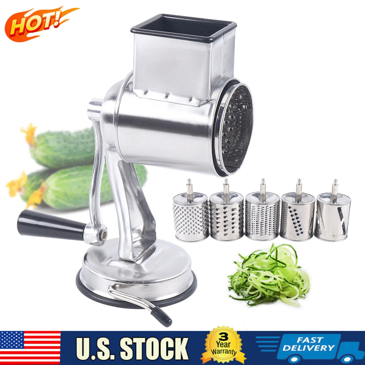 Stainless Steel Rotary Drum Grater with 5 Blades V69592
