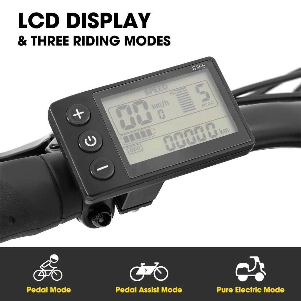 Electric Cruiser Bike 26 36V 7.8 Ah Removable Battery 500W Black G98022