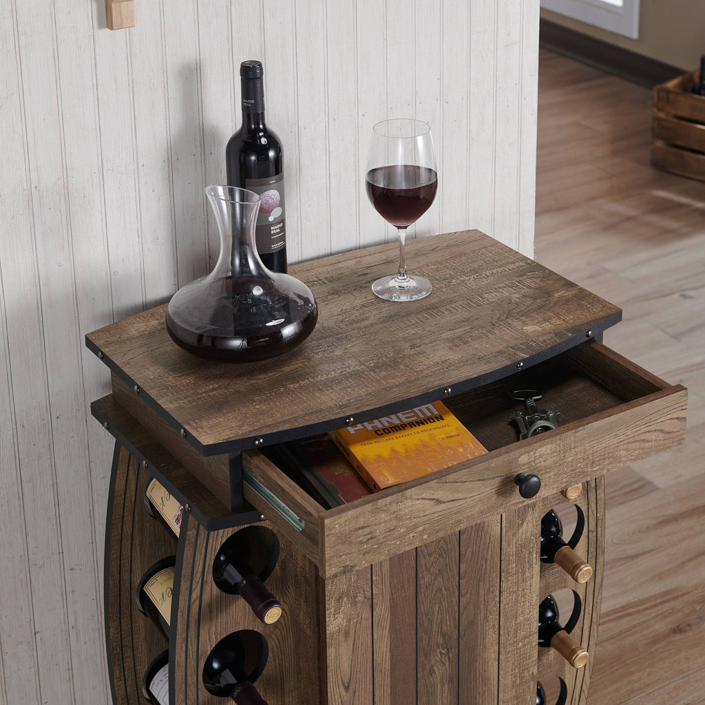 Rustic Reclaimed Oak Finish Multi-Storage Bar Cabinet D335020