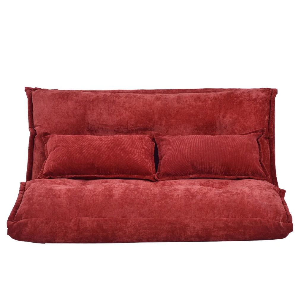 Red Sofa Bed with 5 Way Adjustable Back and Pillows I925