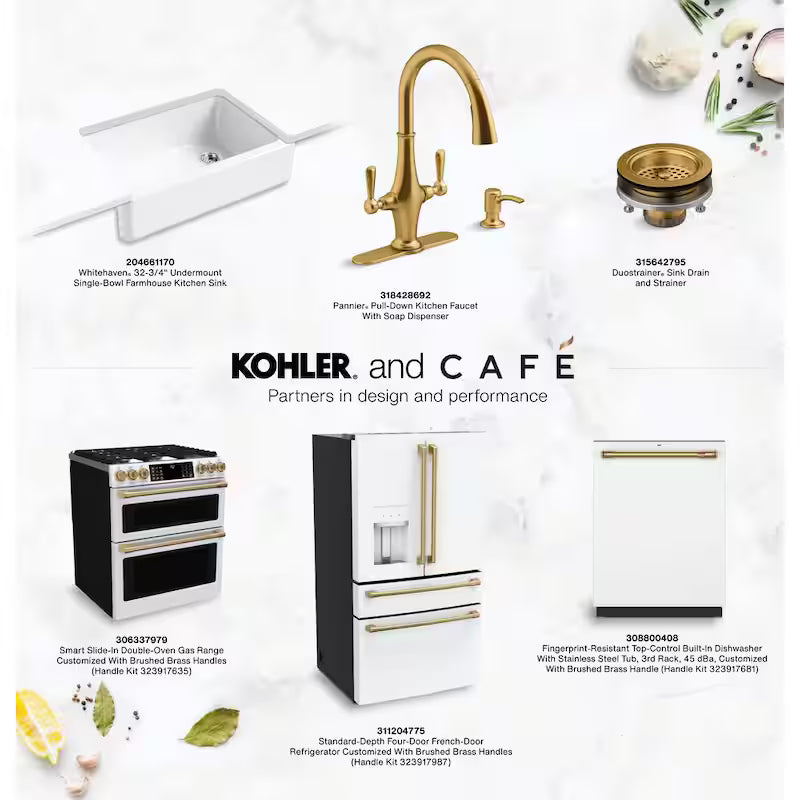 Brushed Brass Refrigerator Handle Kit K512496