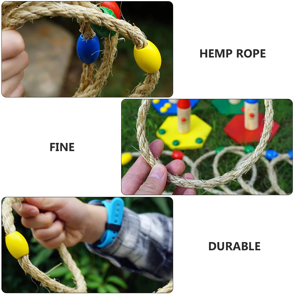Natural Rope Ring Toss Game Toy 8 PCS M587