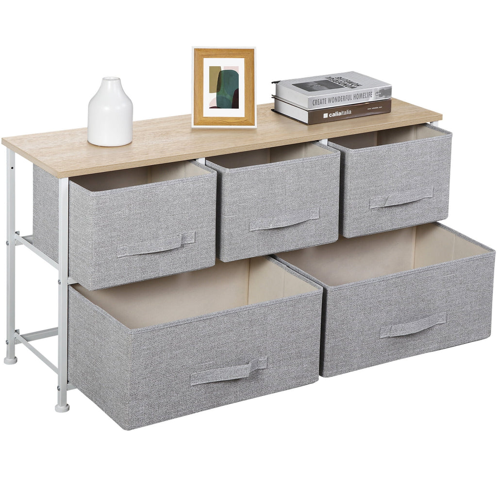 Brown 5 Drawer Fabric Dresser Q13509