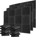 52 Pack Acoustic Foam Panels 12X12 X1 Sound Proof Noise Cancelling Foam Wedges (Black/Blue) R2066