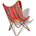 Vintage Butterfly Chair Chindi Fabric Iron Frame Multicolour P171515