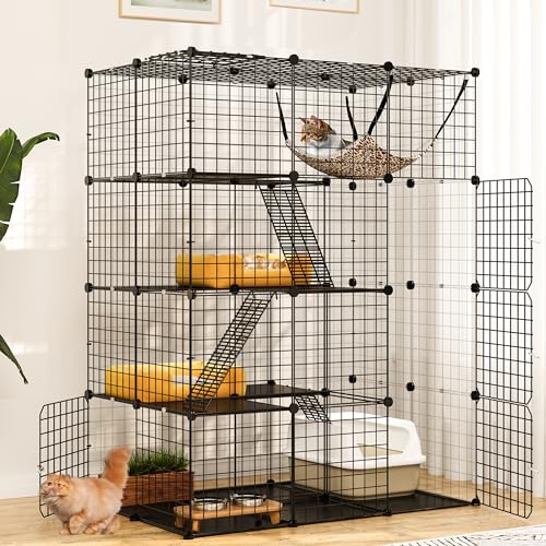 4-Tier Metal Wire Cat Enclosure with Hammock B579