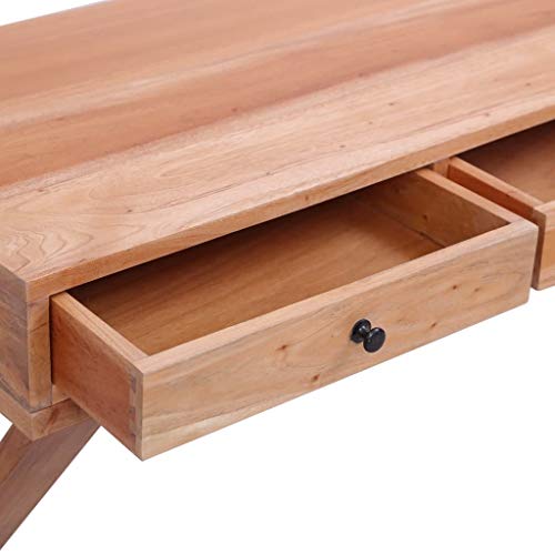Natural 52"x18.5"x30.3" Solid Mahogany Wood Computer Desk B606153