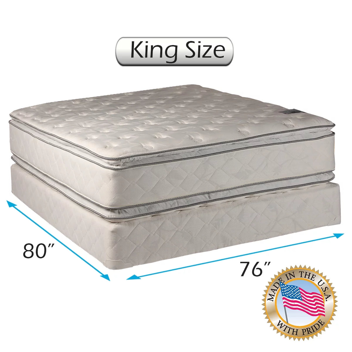 King Size PillowTop Mattress Set with Mattress Cover Protector Q14688