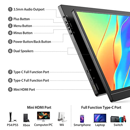 15.6'' FHD 1080P Portable Monitor with Smart Cover Bag J29770