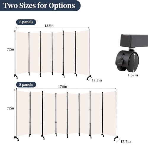 Folding Room Divider with Lockable Wheels F639