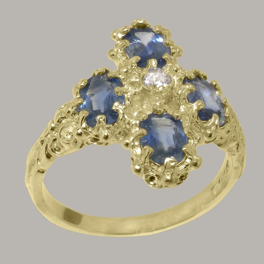 9k Yellow Gold Diamond & Sapphire Statement Ring Q9782