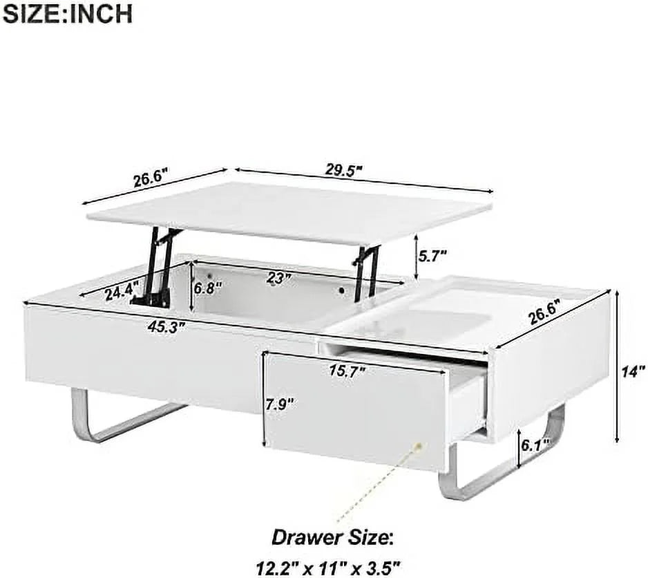 Lift Top Coffee Table with Hidden Compartment and Drawer U6609