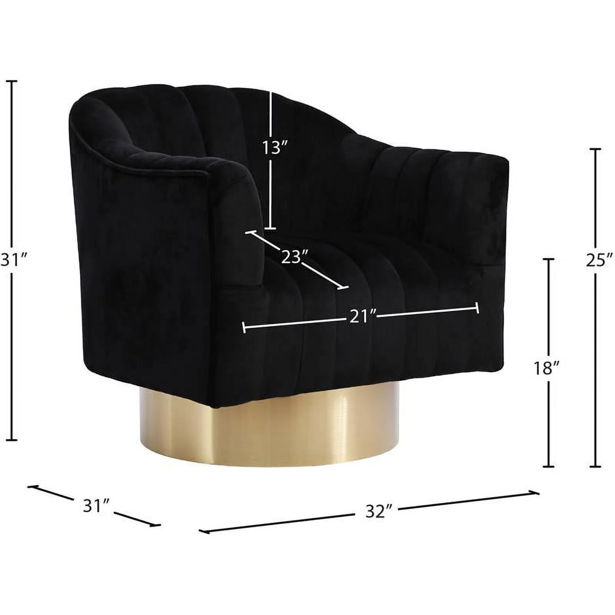 18" Tufted Velvet Swivel Accent Chair U528