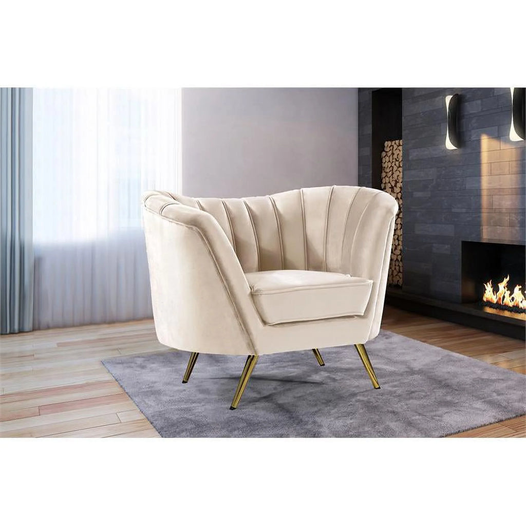 Cream and Gold 3-Piece Accent Chair Loveseat & Sofa Set L253
