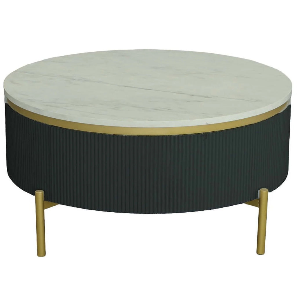 Round Black Marble Gold Cocktail Table E187020