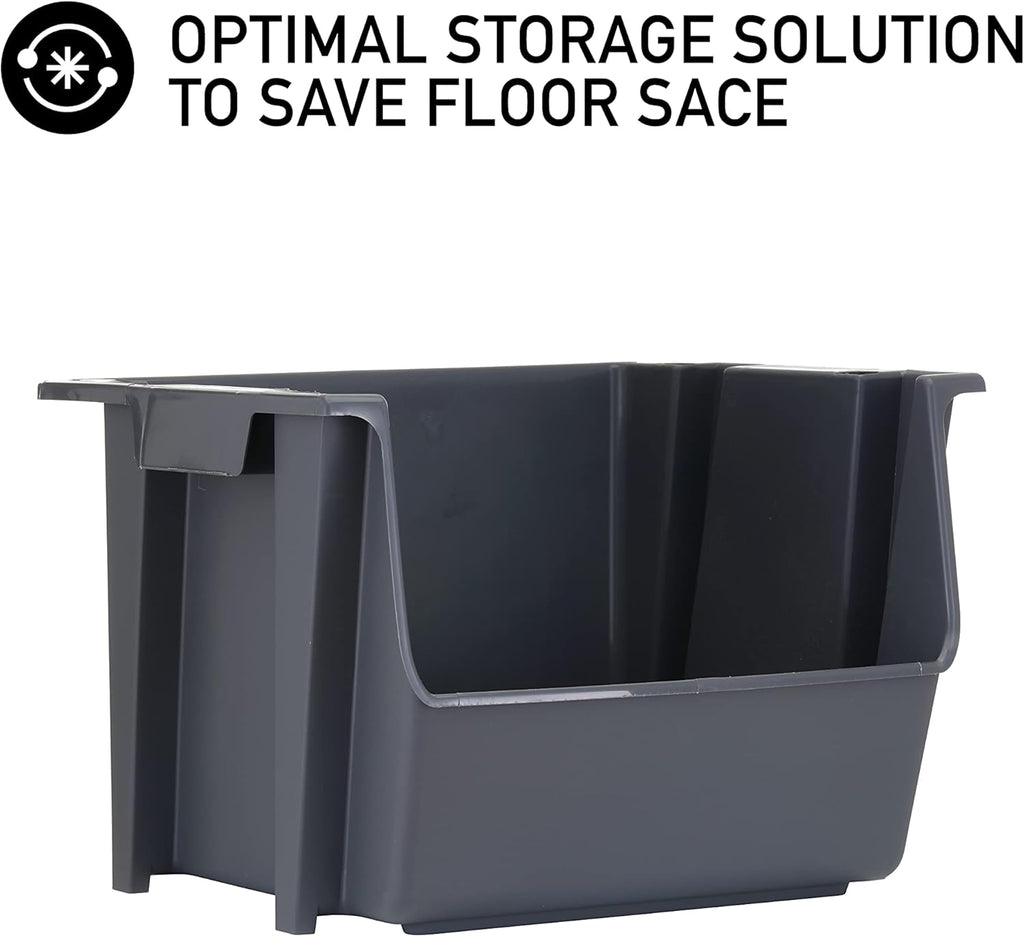 Black Pack of 3 Stackable Storage Bins E488205