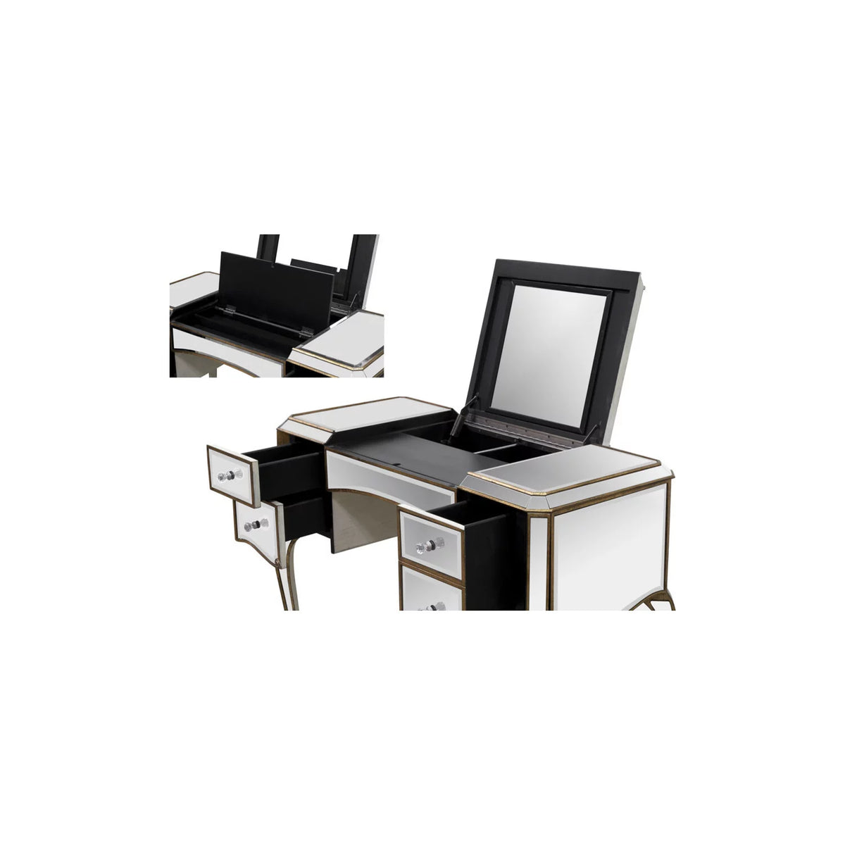 Solid Wood Jewelry Desk with Mirror N158