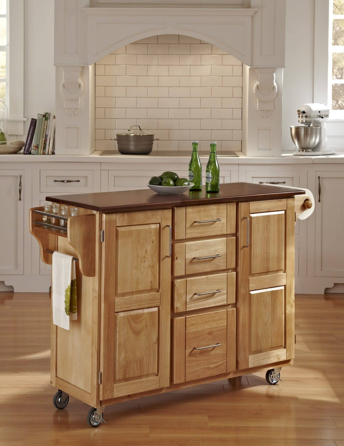 Natural Finish Oak Top Cart L36608