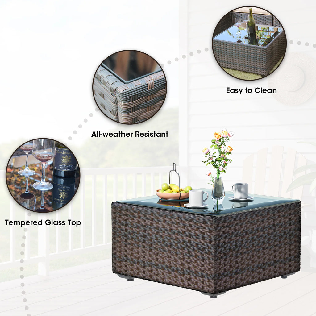 9 Pieces PE Wicker Rattan Outdoor Sofa Set J12921