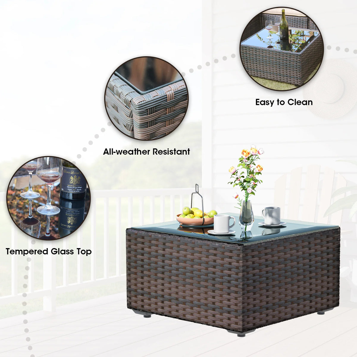 9 Pieces PE Wicker Rattan Outdoor Sofa Set J12921
