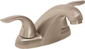 Lavatory Faucet with Metal Touch Down Drain Centerset Two Handles 1.2 GPM Brushed Nickel D565720