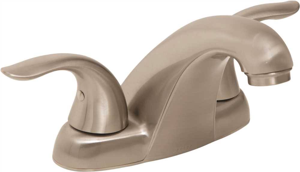 Lavatory Faucet with Metal Touch Down Drain Centerset Two Handles 1.2 GPM Brushed Nickel D565720