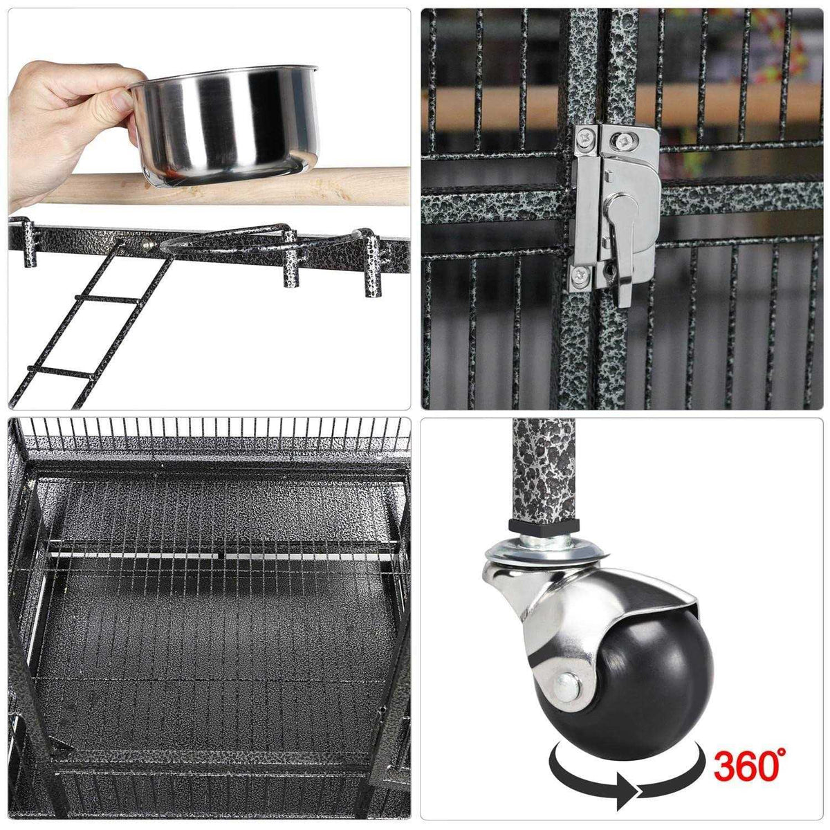 Wrought Iron Rolling Large Parrot Bird Cage I399