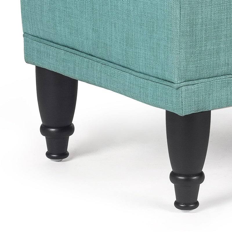 Tufted Light Teal Rectangular Storage Ottoman N451352